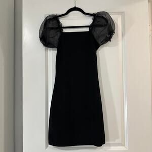 Black Mini Dress with Puffy Sleeves
